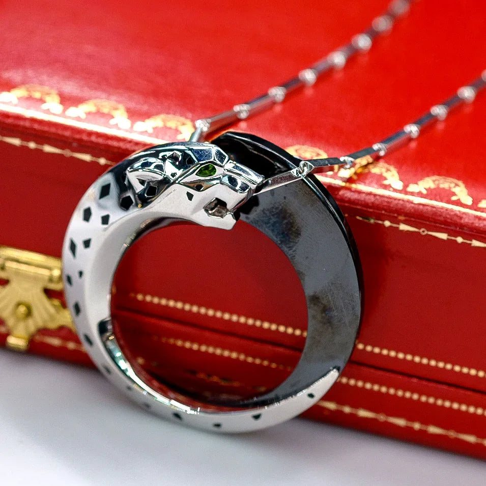 Carthttier 18K White Gold Ceramic, Black Ceramic, Panthere Necklace