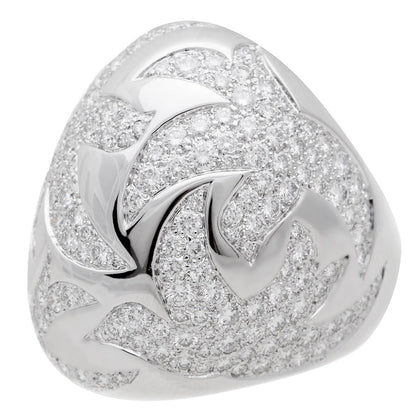 Carthttier Dove of Peace Diamond 18k White Gold Bombe Cocktail Ring