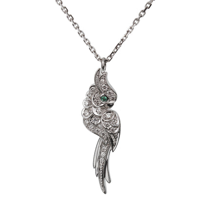 Carthttier Fauna Flora Diamond 18k White Gold Bird Pendant Necklace