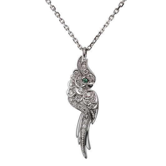 Carthttier Fauna Flora Diamond 18k White Gold Bird Pendant Necklace