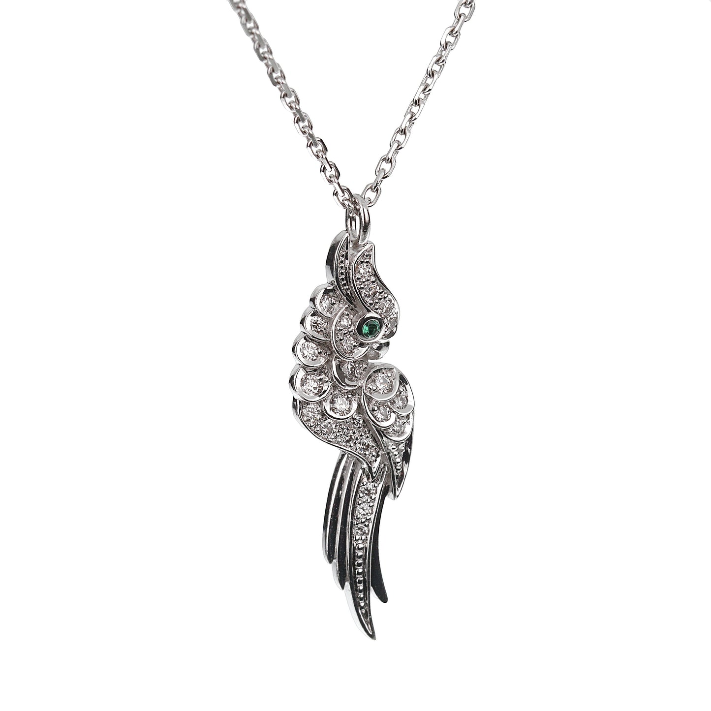 Carthttier Fauna Flora Diamond 18k White Gold Bird Pendant Necklace