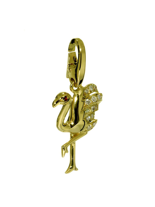 Carthttier Flamingo Diamond Gold Charm Pendant
