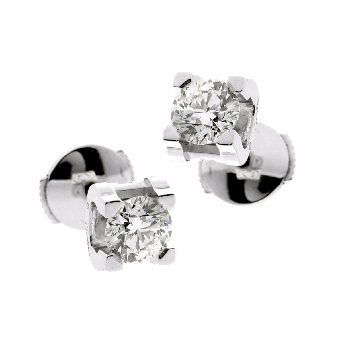 Carthttier GIA Certified 1.20 Carat Diamond Stud Earrings