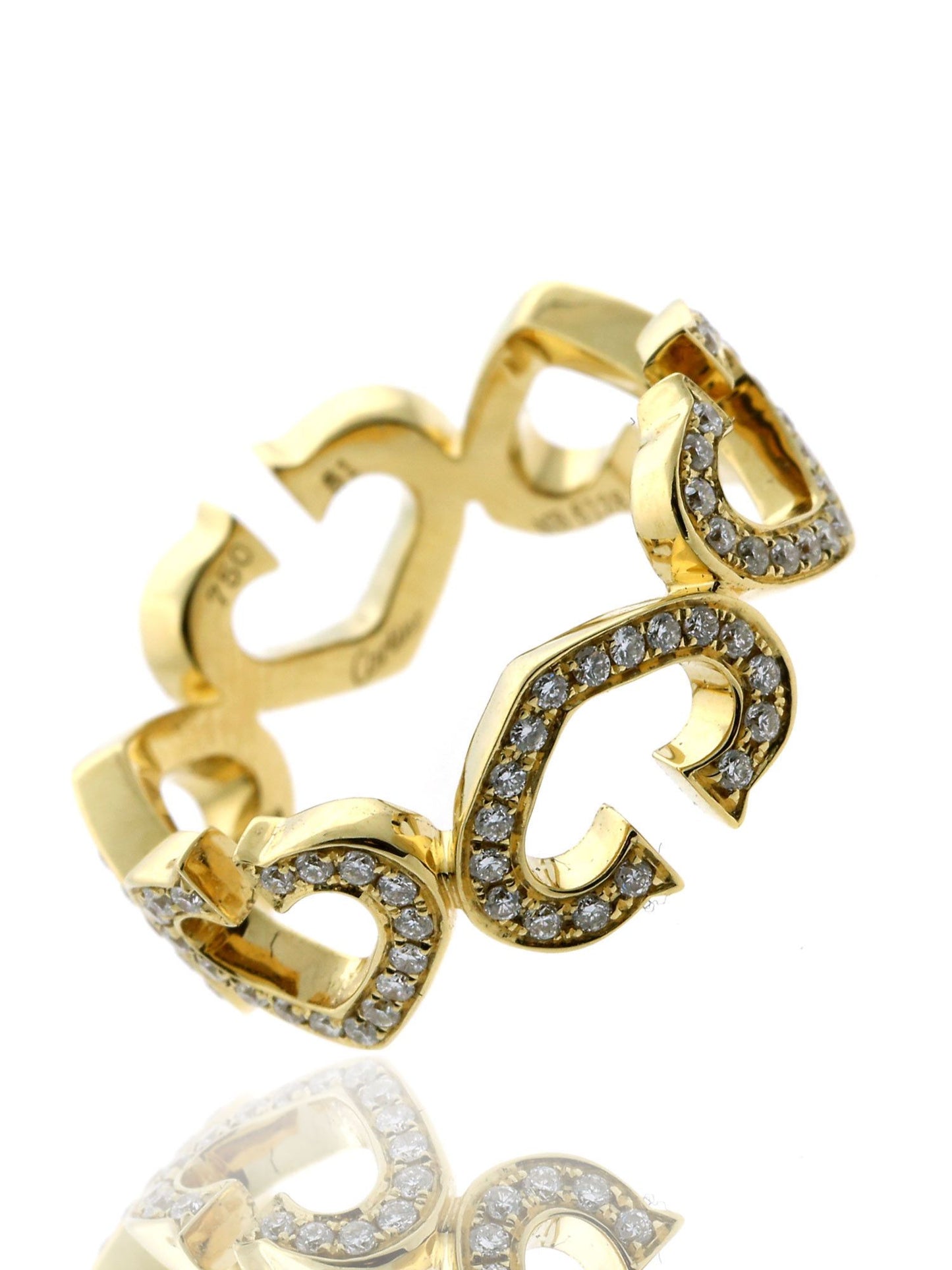 Carthttier Heart Diamond Eternity Ring in 18k Yellow Gold