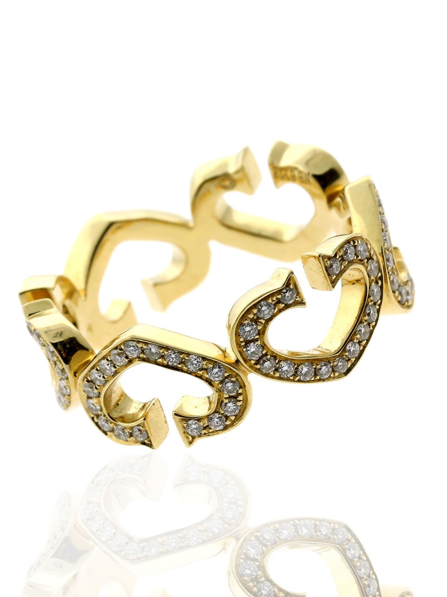 Carthttier Heart Diamond Eternity Ring in 18k Yellow Gold