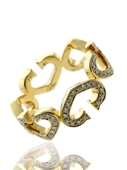 Carthttier Heart Diamond Eternity Ring in 18k Yellow Gold