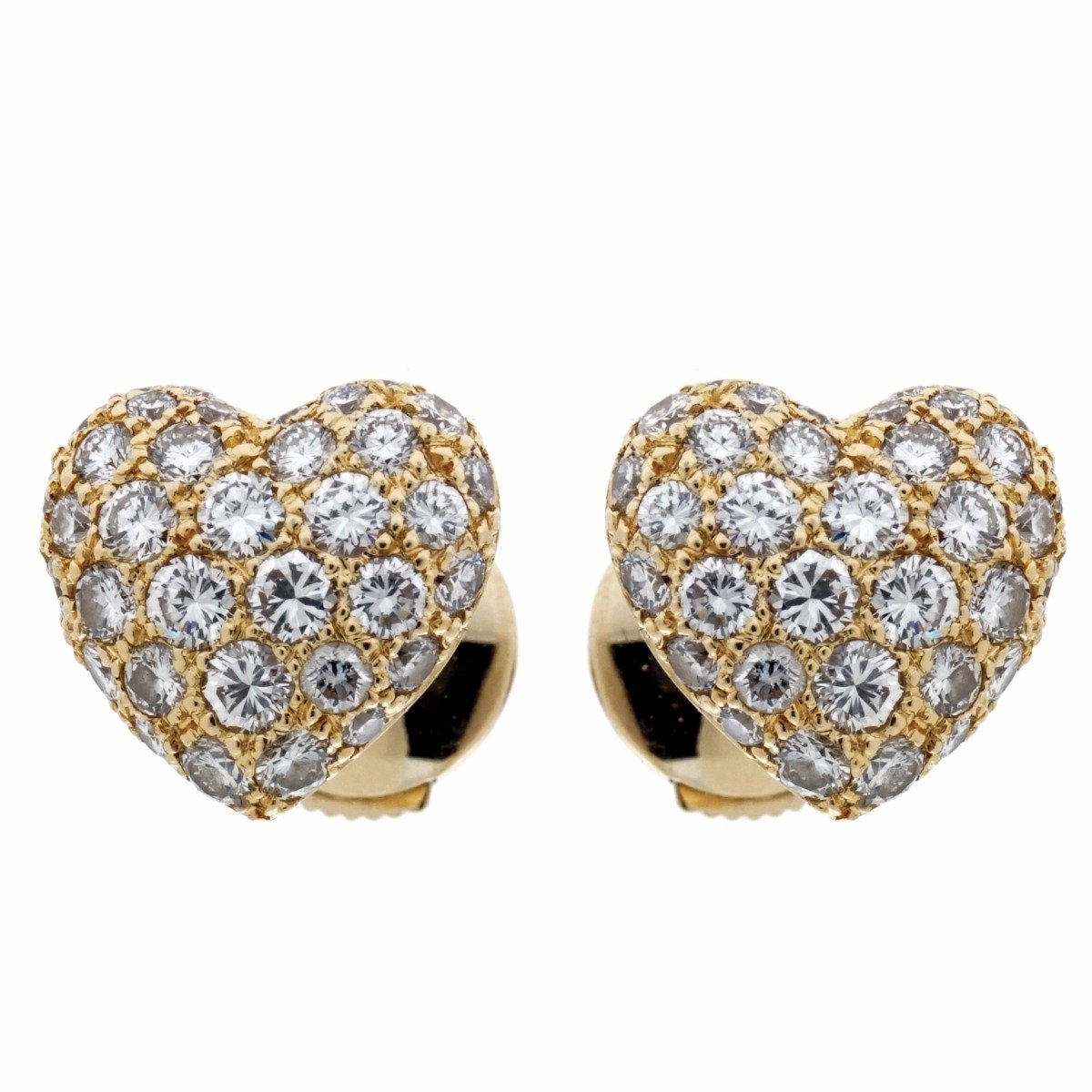 Carthttier Heart Diamond Gold Earrings