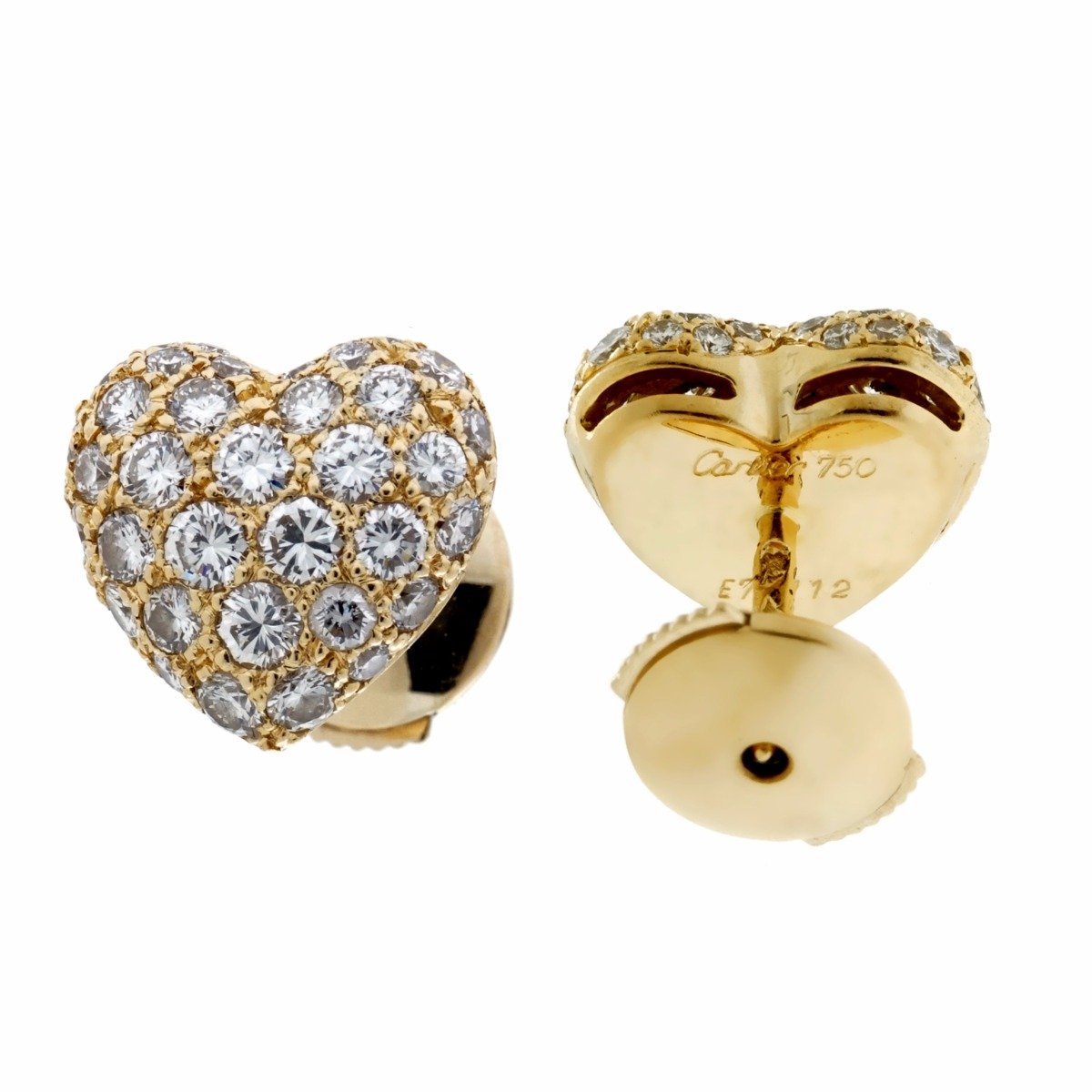 Carthttier Heart Diamond Gold Earrings