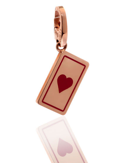 Carthttier Heart Playing Card Charm Rose Gold Pendant