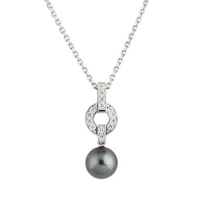 Carthttier Himalia Pearl Diamond 18k White Gold Pendant Necklace
