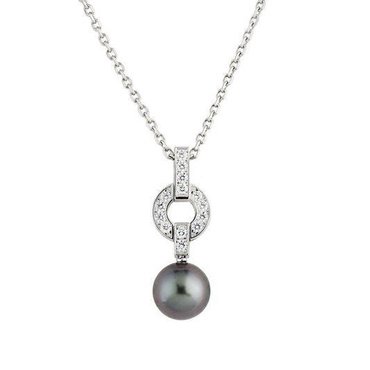Carthttier Himalia Pearl Diamond 18k White Gold Pendant Necklace