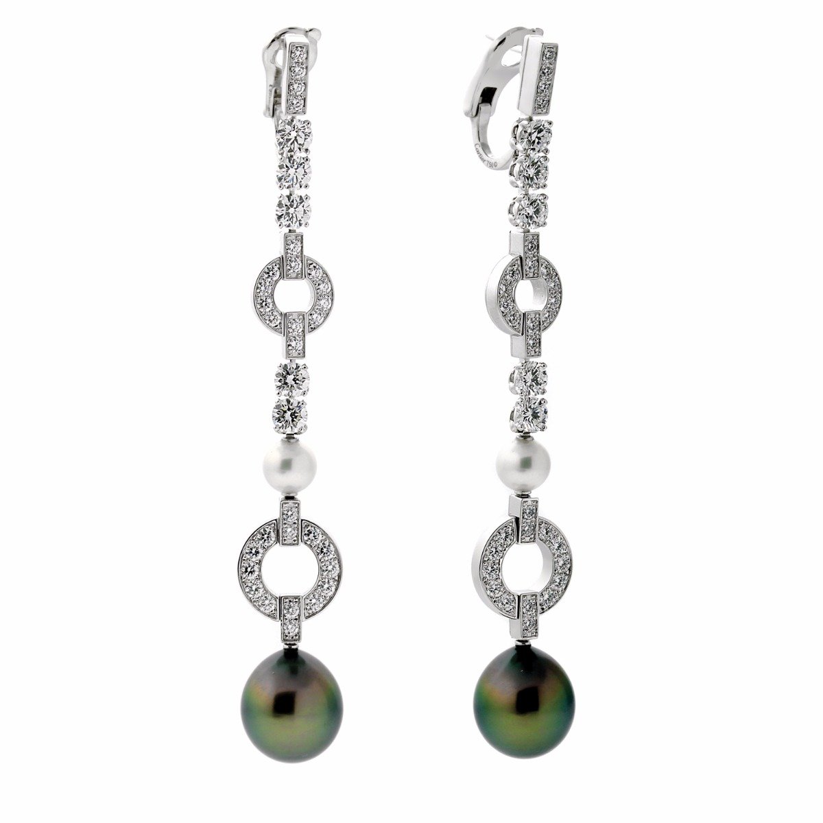 Carthttier Himalia Pearl Diamond White Gold Earrings