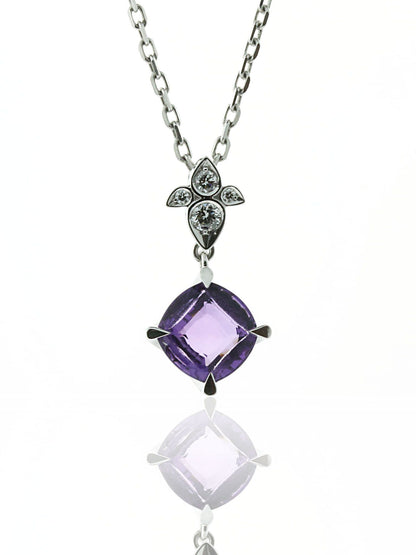 Carthttier Inde Mysterieuse Diamond Amethyst Necklace in 18k White Gold