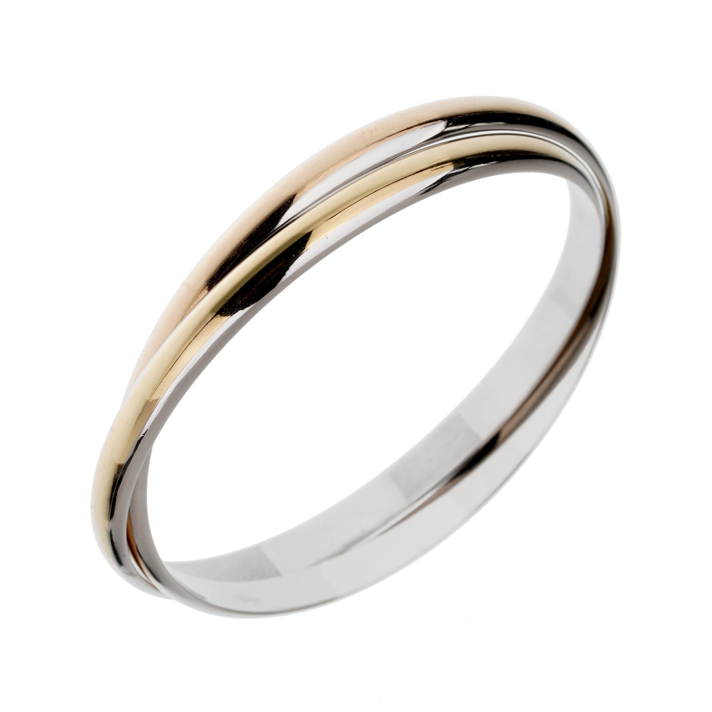 Carthttier Interlocking 18k Rose & Yellow Gold Stainless Bangle