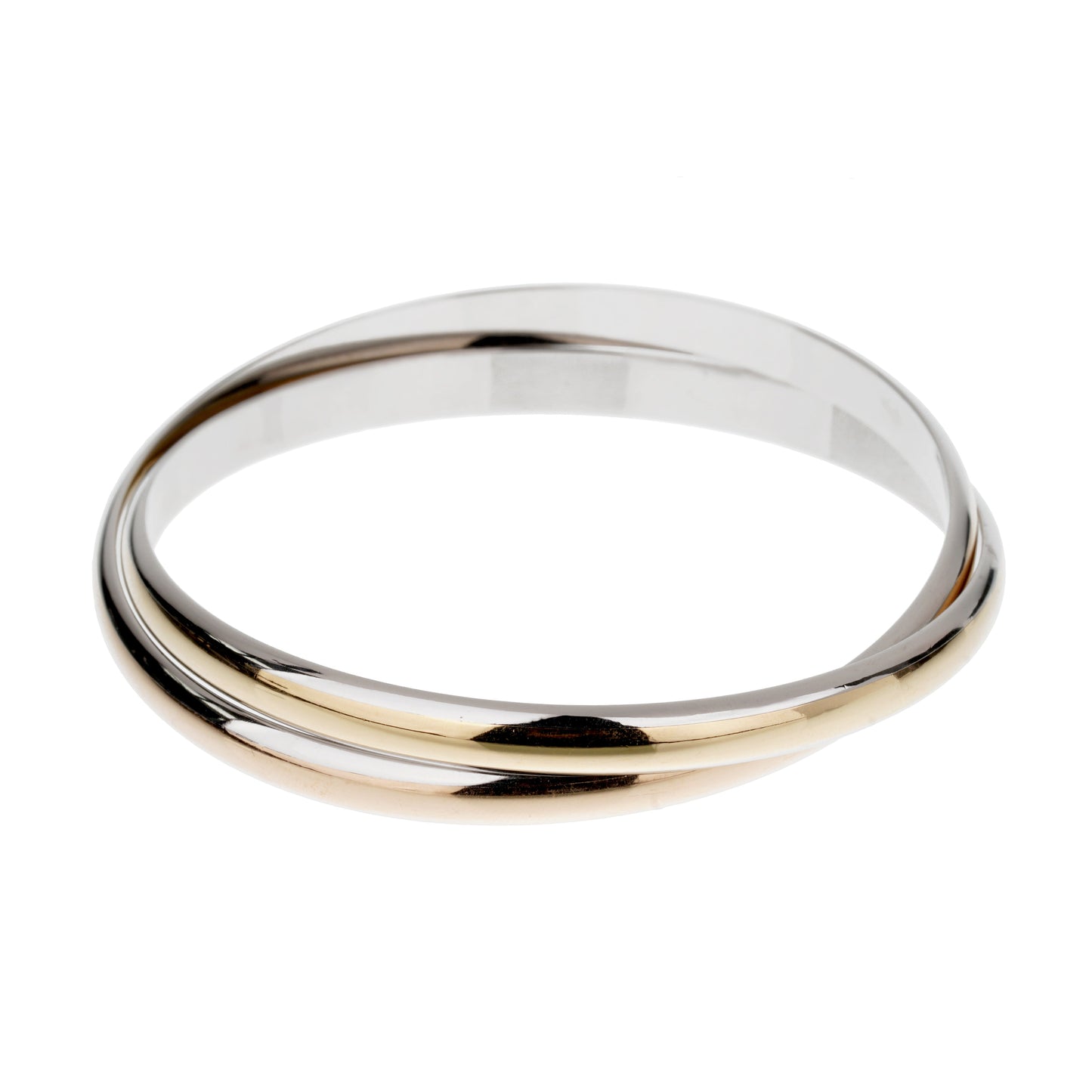 Carthttier Interlocking 18k Rose & Yellow Gold Stainless Bangle