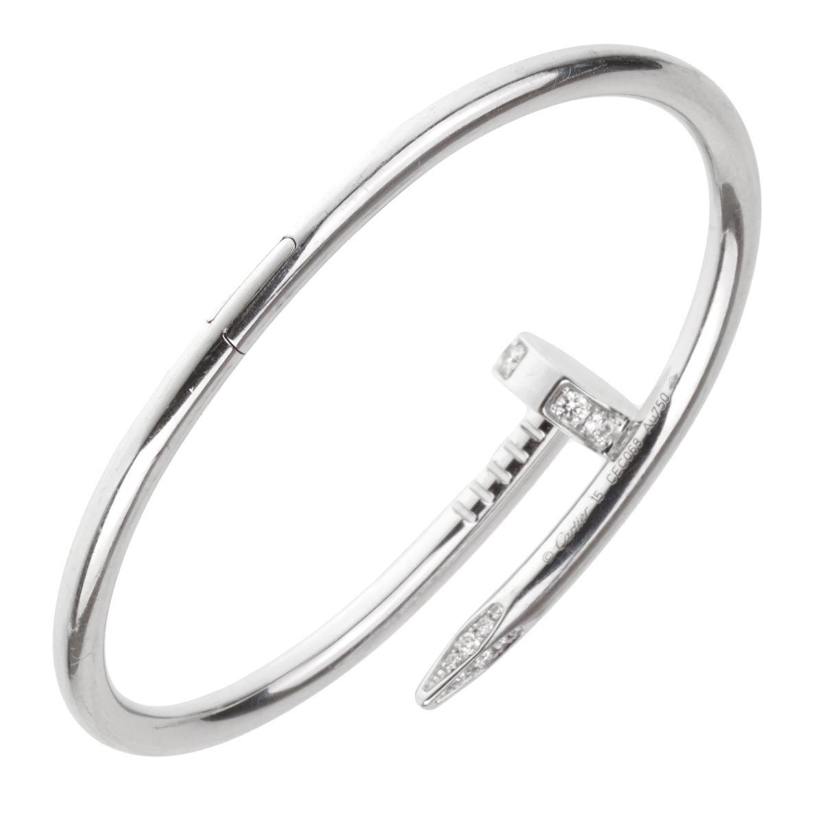 Carthttier Juste Un Clou White Gold Diamond Bangle Bracelet