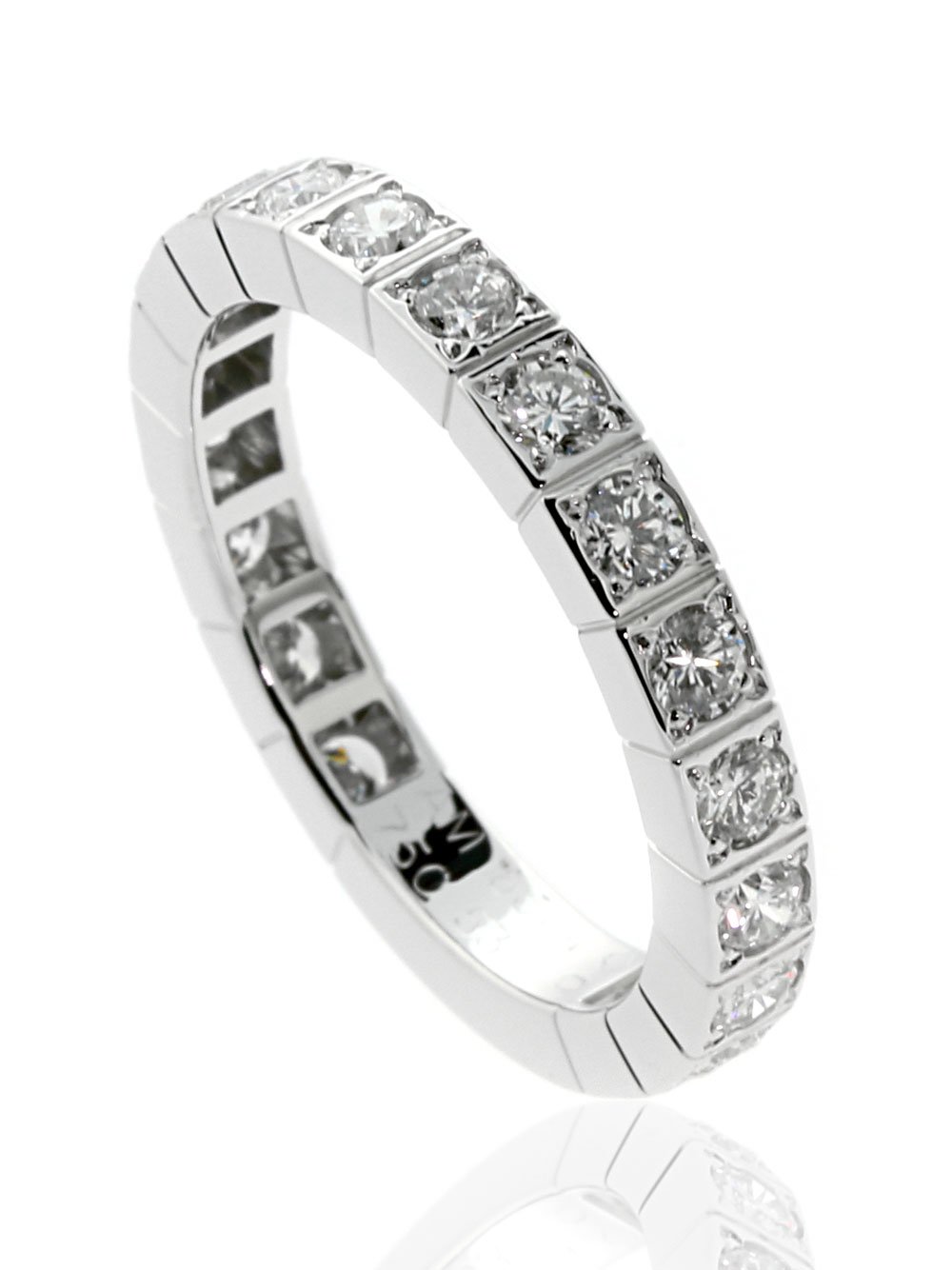 Carthttier Lanieres Full Diamond Ring in 18k White Gold Sz 53