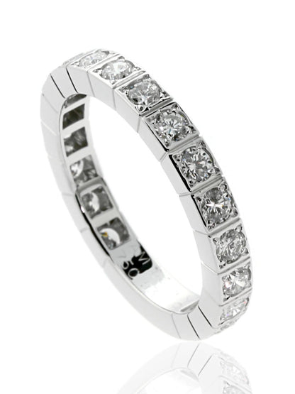 Carthttier Lanieres Full Diamond Ring in 18k White Gold Sz 53