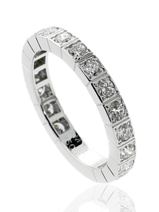 Carthttier Lanieres Full Diamond Ring in 18k White Gold Sz 53