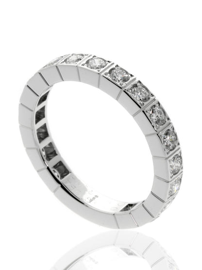 Carthttier Lanieres Full Diamond Ring in 18k White Gold Sz 53