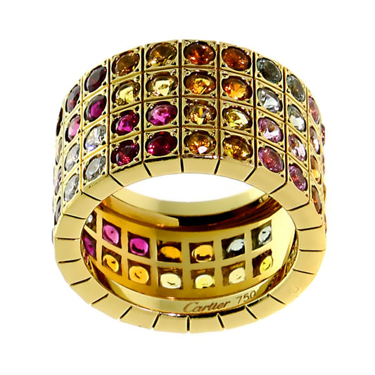 Carthttier Lanieres Multicolor Sapphire Diamond Gold Ring