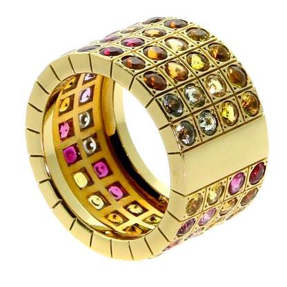 Carthttier Lanieres Multicolor Sapphire Diamond Gold Ring