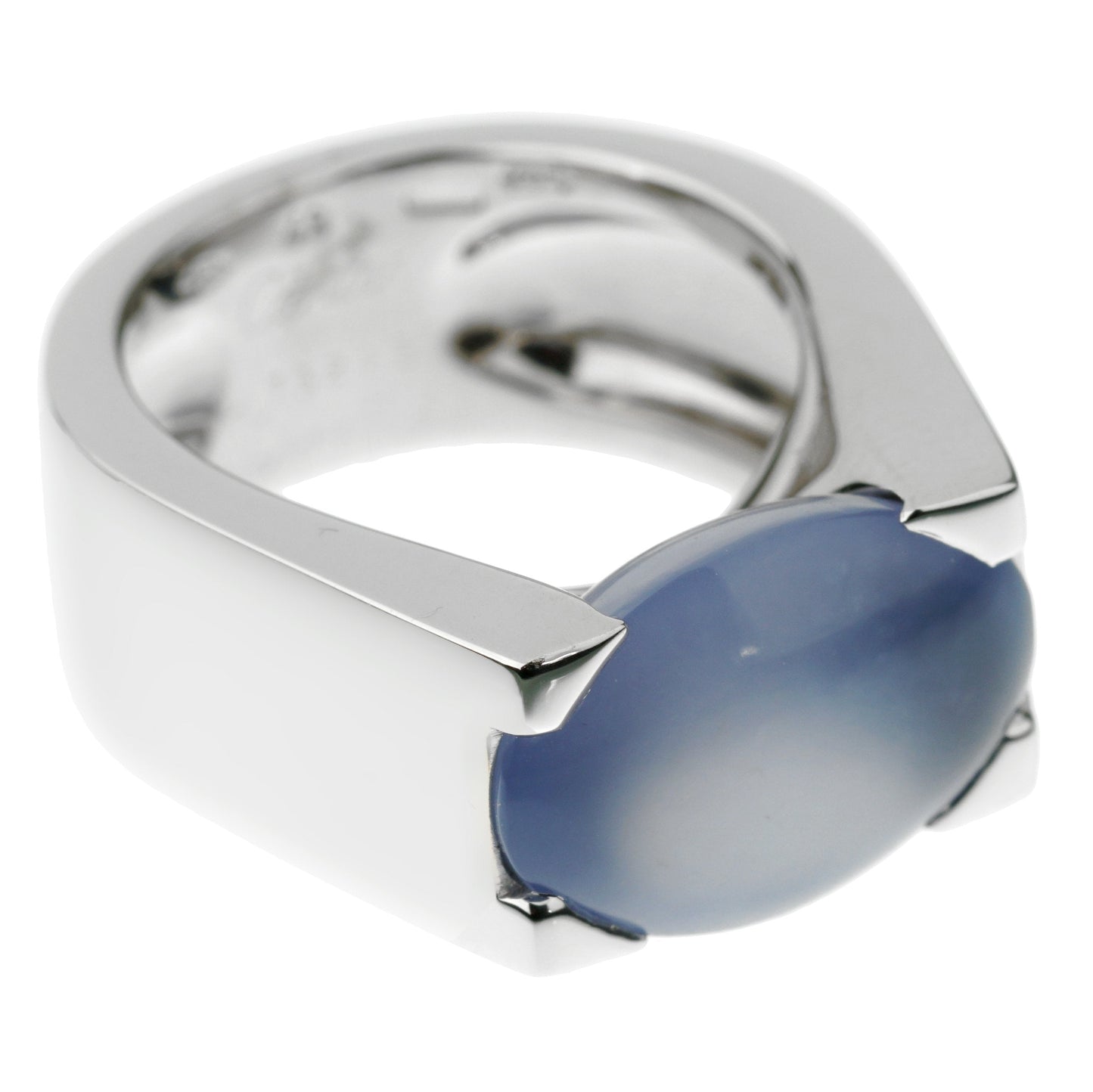Carthttier Chalcedony 18k White Gold Cocktail Ring Sz 4 1/2
