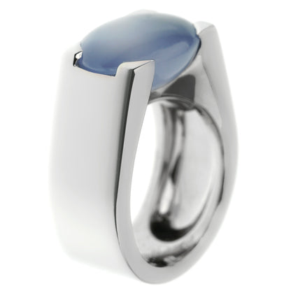 Carthttier Chalcedony 18k White Gold Cocktail Ring Sz 4 1/2