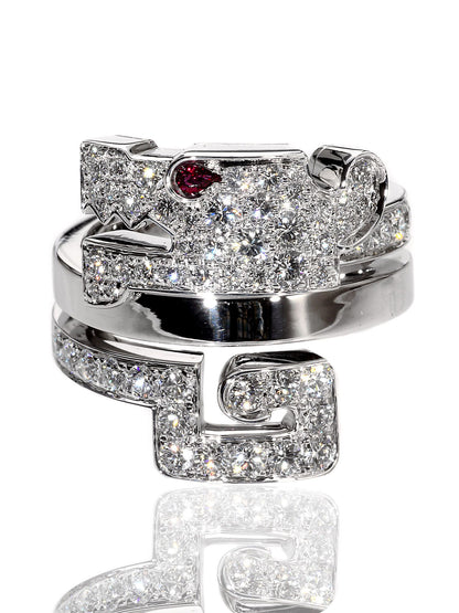 Carthttier Le Baiser Du Dragon Diamond Ring in 18k White Gold
