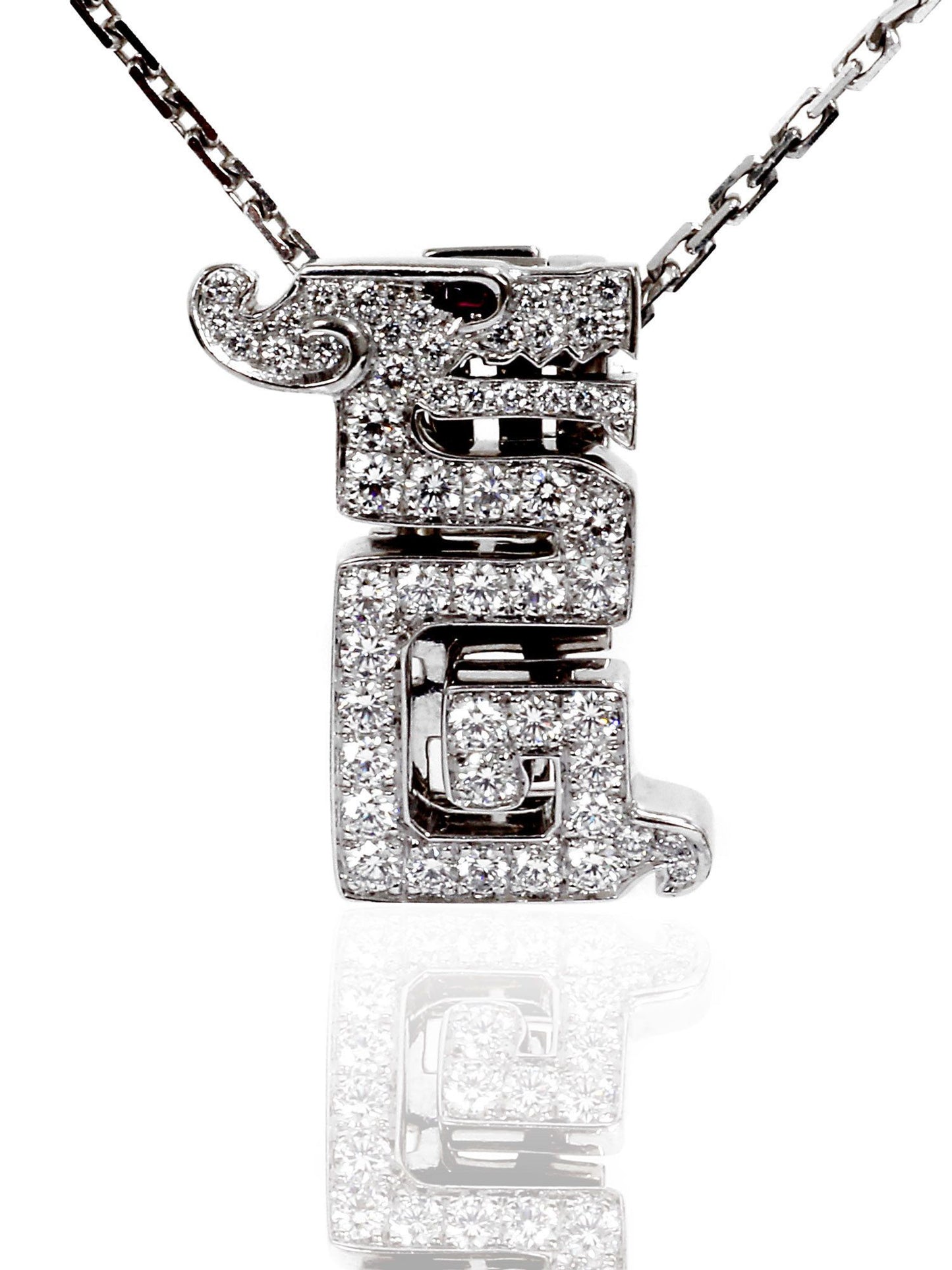 Carthttier Le Baiser Du Dragon Necklace in 18k White Gold