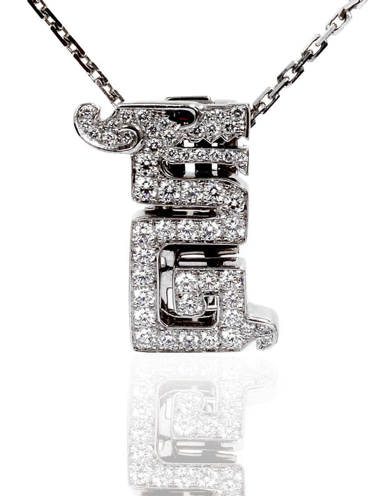 Carthttier Le Baiser Du Dragon Necklace in 18k White Gold
