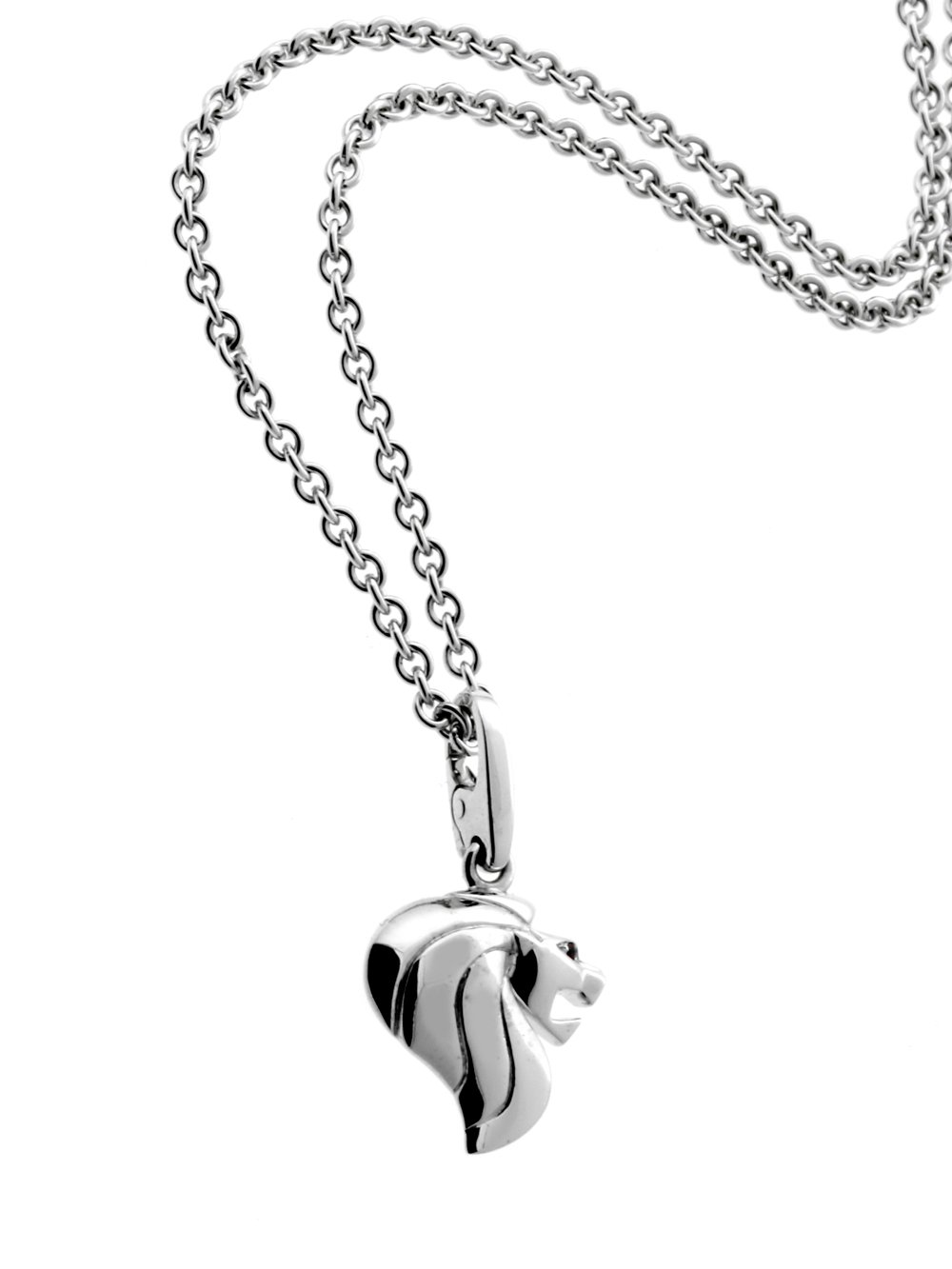 Carthttier Lion Charm White Gold Pendant