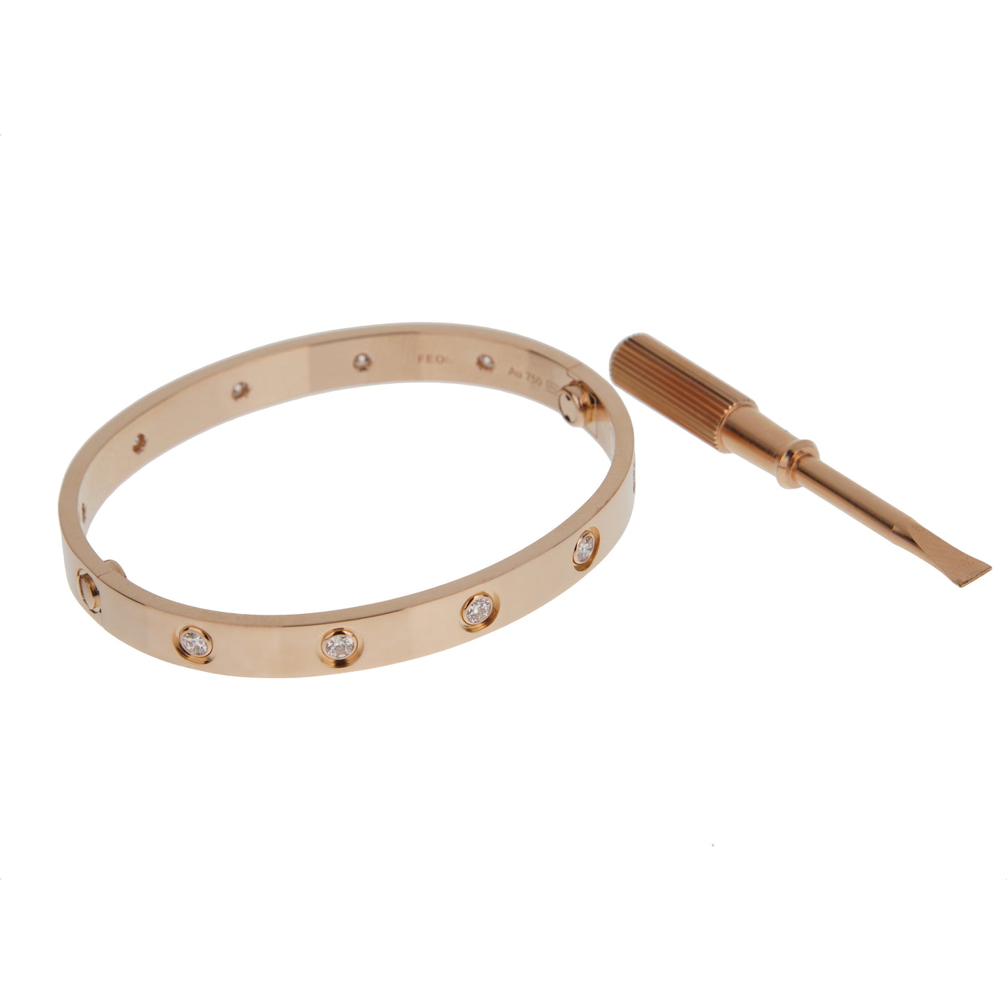 Carthttier Love Bracelet Classic 10 Diamond 18 Rose Gold Sz 16