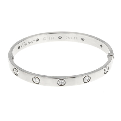 Carthttier Classic Love 10 Diamond 18k White Gold Bangle Bracelet