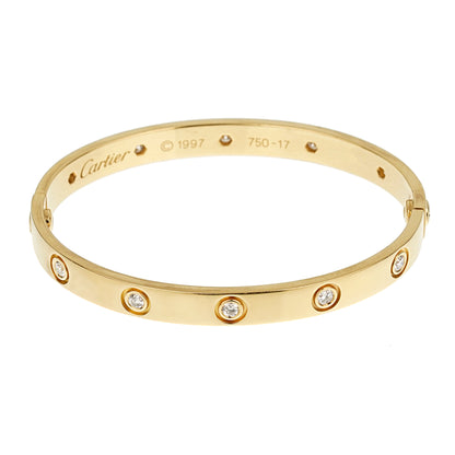 Carthttier Classic Love 10 Diamond 18k Yellow Gold Bangle Bracelet
