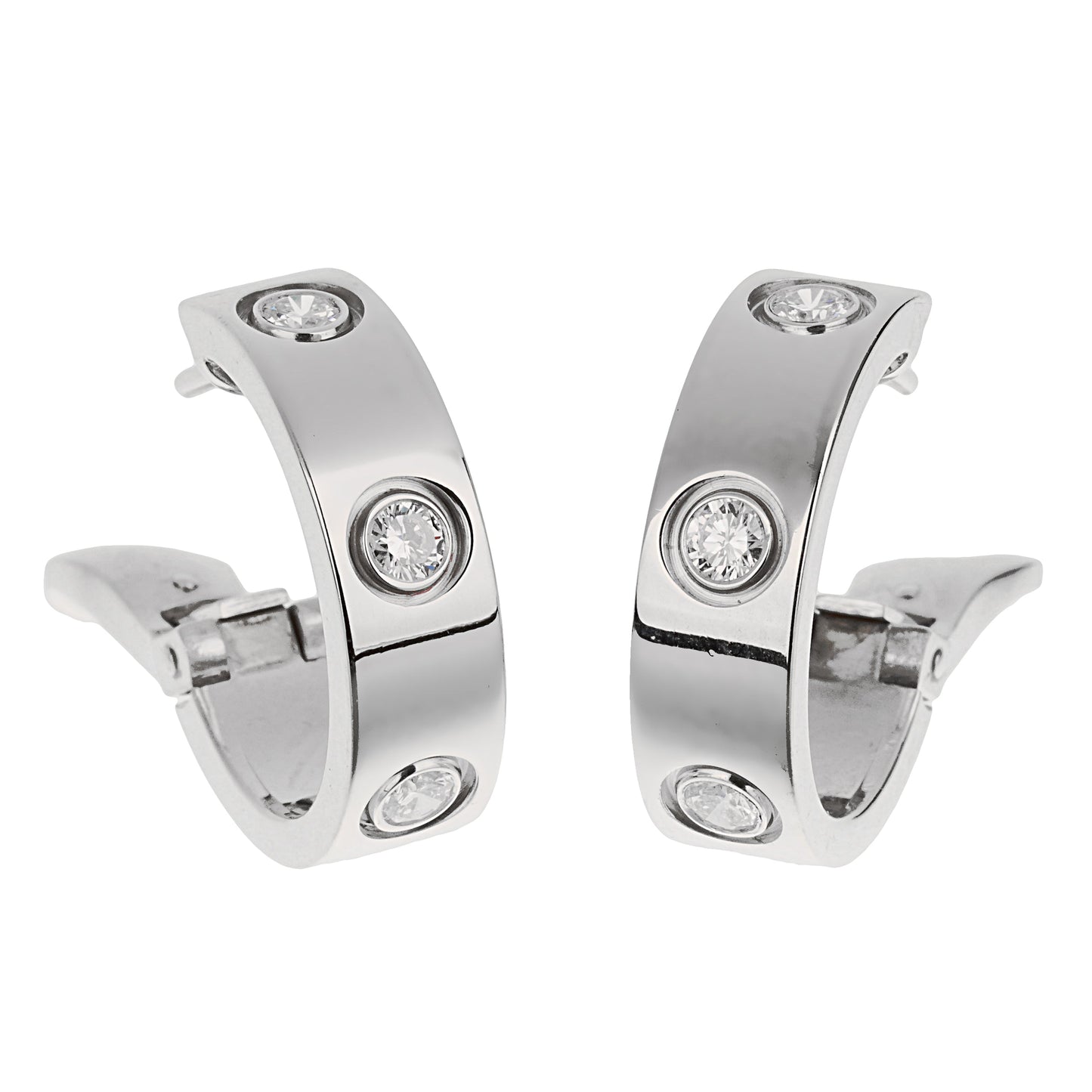 Carthttier Love Classic 6 Diamond 18k White Gold Hoop Earrings