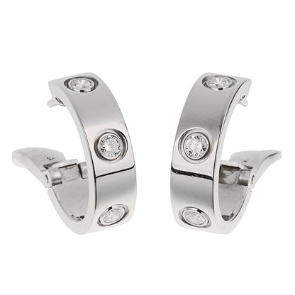 Carthttier Love Classic 6 Diamond 18k White Gold Hoop Earrings