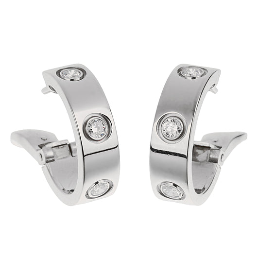 Carthttier Love Classic 6 Diamond 18k White Gold Hoop Earrings