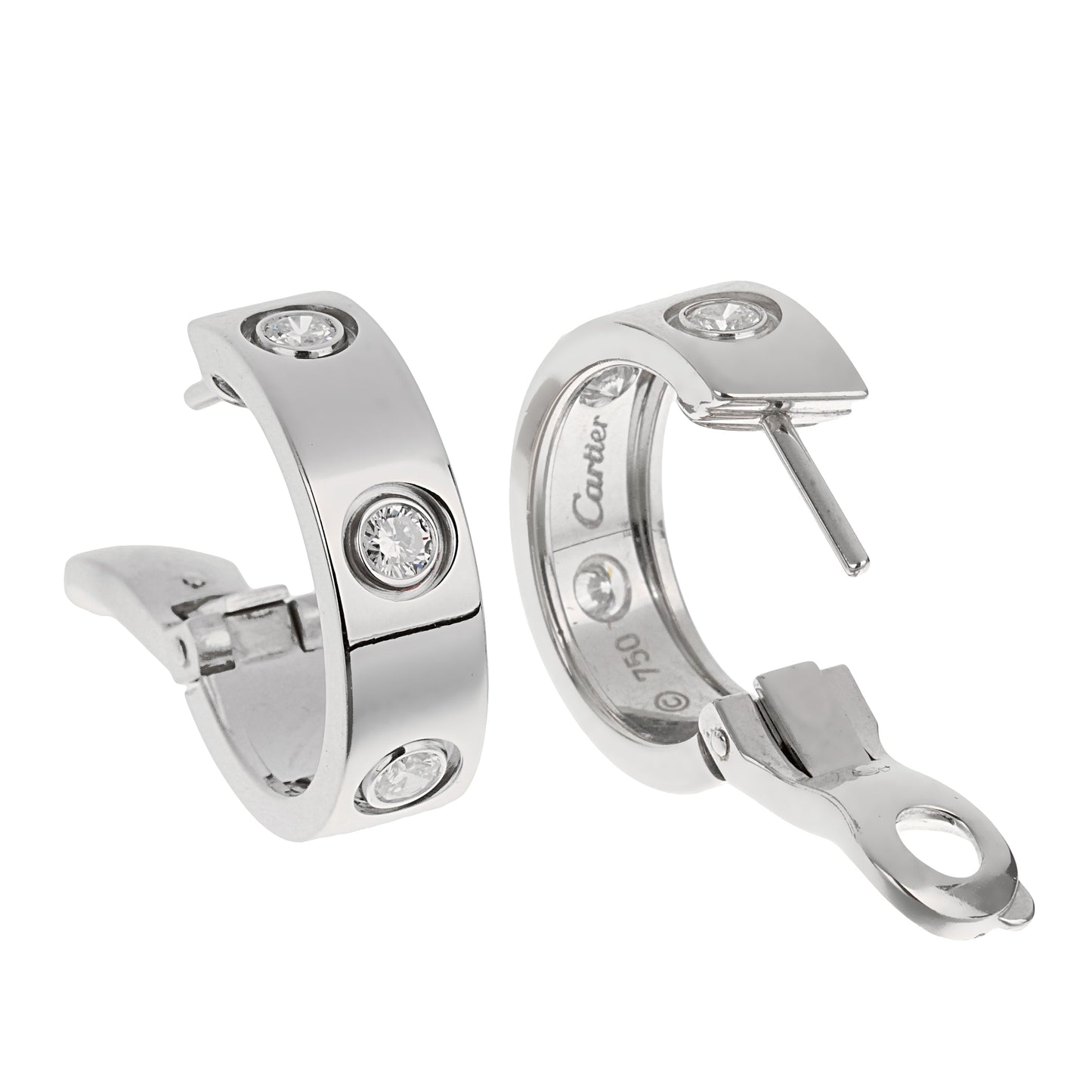 Carthttier Love Classic 6 Diamond 18k White Gold Hoop Earrings