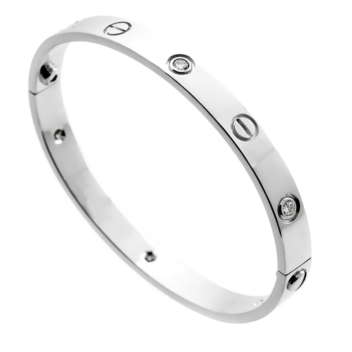 Carthttier Love 6 Diamond White Gold Bangle Bracelet
