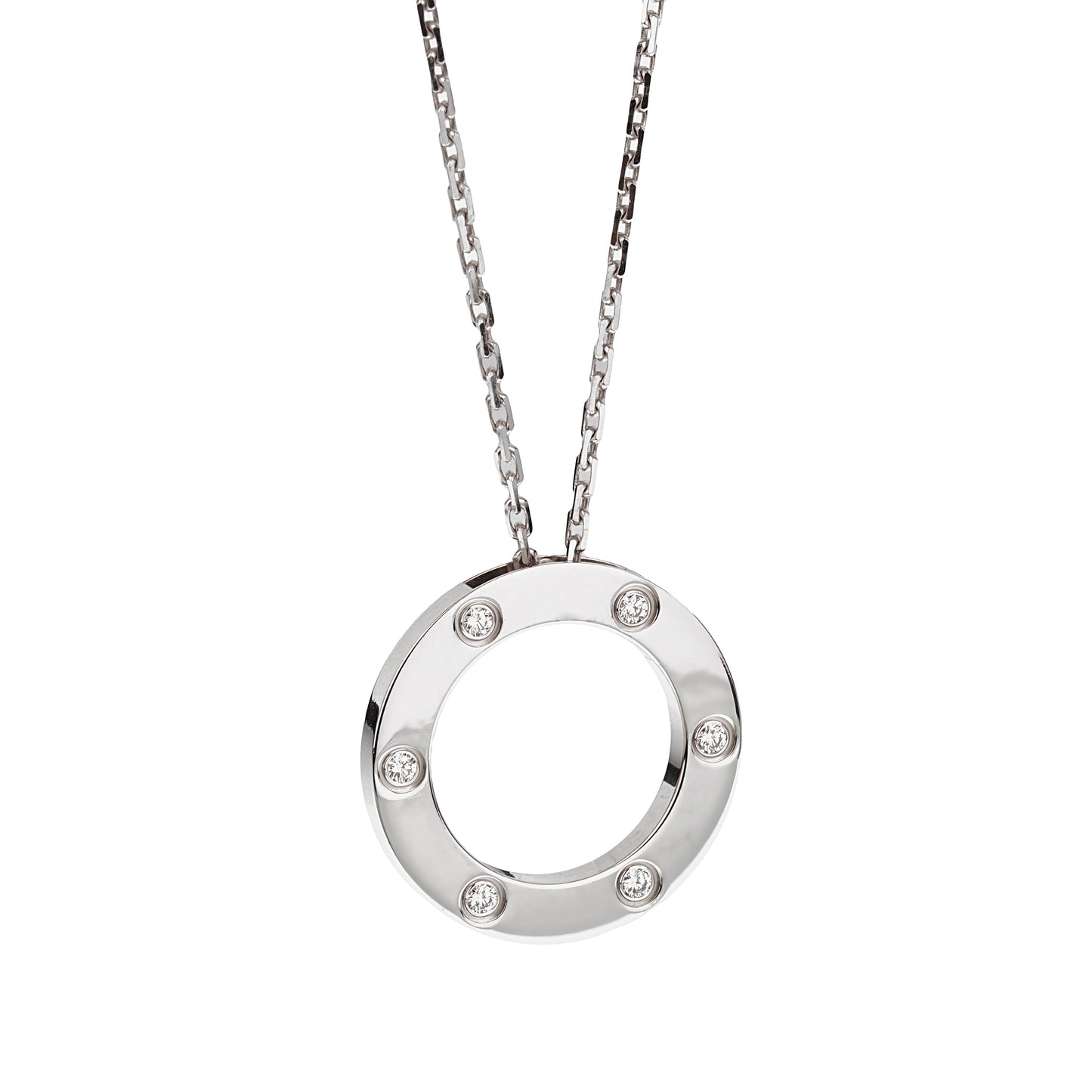 Carthttier Love 6 Diamond 18k White Gold Pendant Necklace