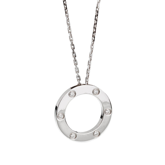 Carthttier Love 6 Diamond 18k White Gold Pendant Necklace