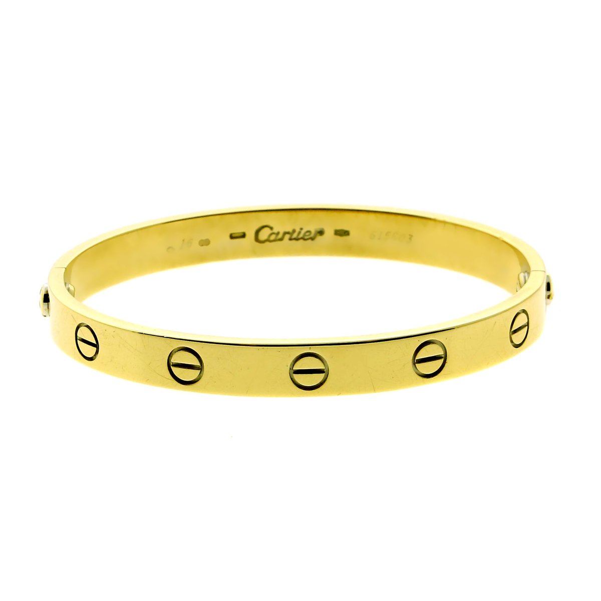 Carthttier Love Bangle Bracelet 18k Yellow Gold Sz 16