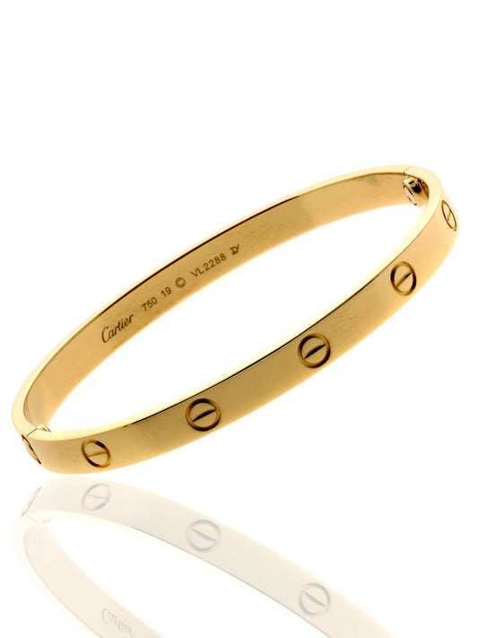 Carthttier Love Bangle Bracelet in 18k Yellow Gold Sz 19
