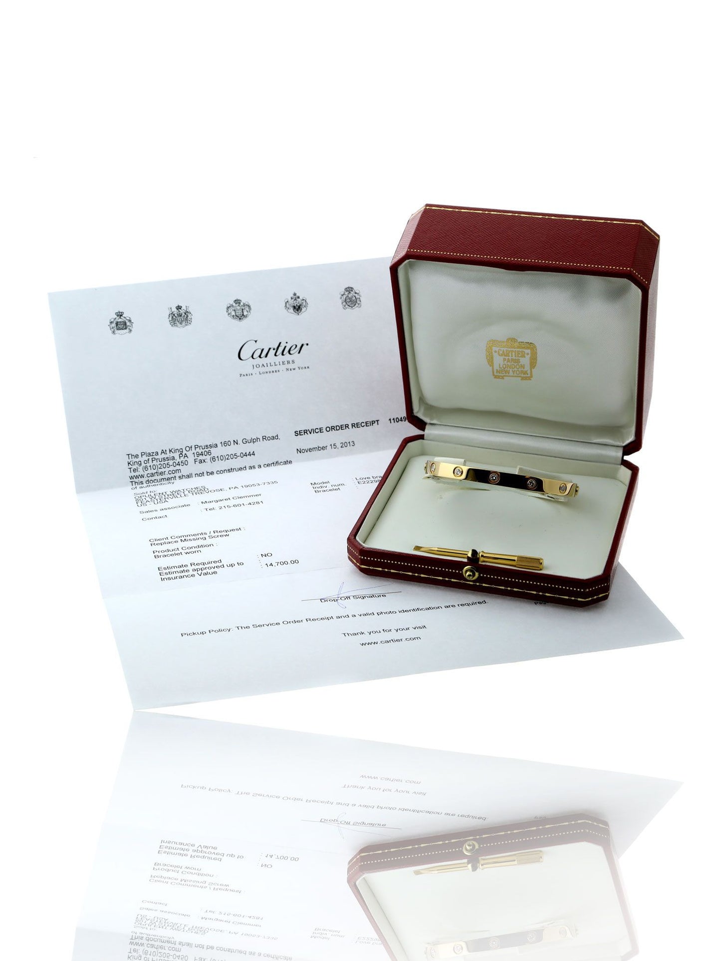 Carthttier Love Diamond Bangle Bracelet in 18k Yellow Gold Sz 19