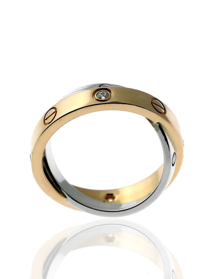Carthttier Love Diamond Ring in 18k White & Rose Gold