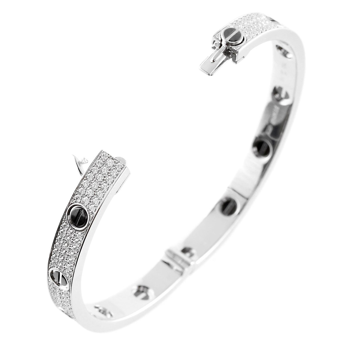 Carthttier Love Diamond White Gold Bangle Bracelet N6032416