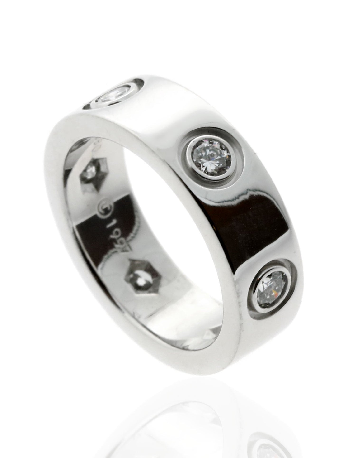 Carthttier Love Full Diamond Ring in 18k White Gold Sz 46