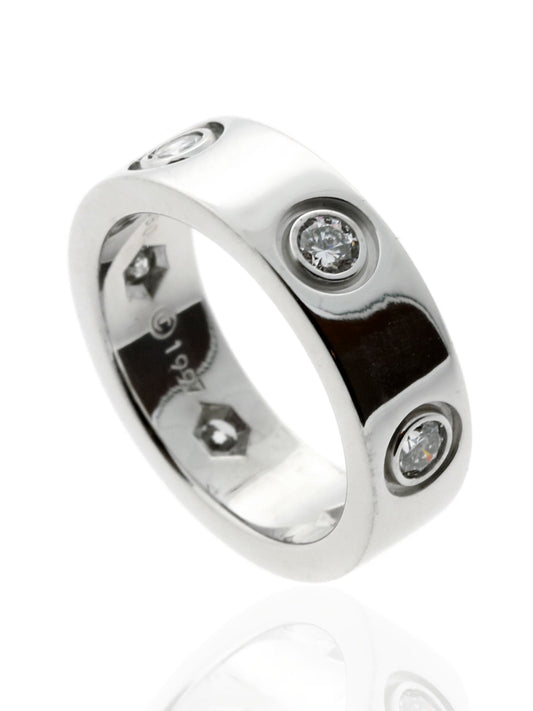Carthttier Love Full Diamond Ring in 18k White Gold Sz 46