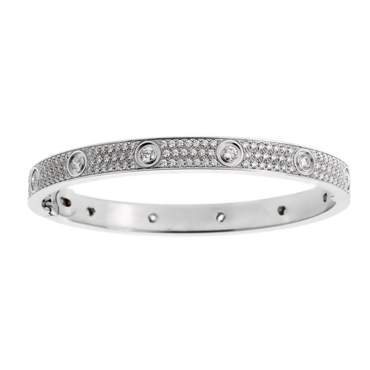 Carthttier Love Pave Diamond White Gold Bangle Bracelet